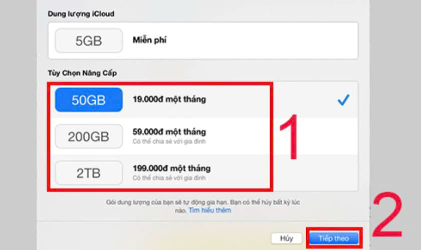 Hướng dẫn mua thêm iCloud trên Macbook bước 4
